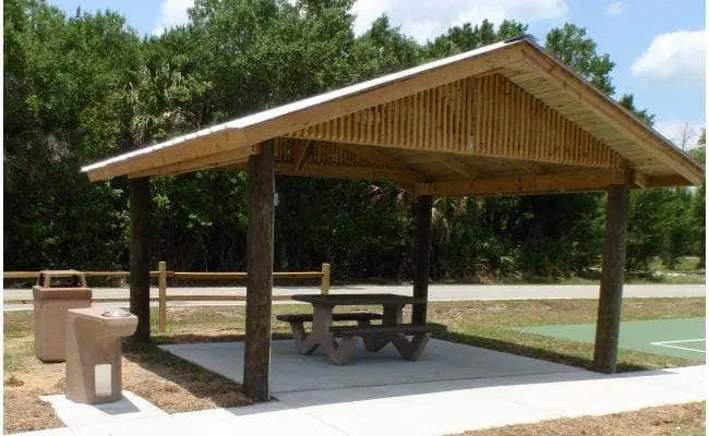 Precast Concrete Rectangular Picnic Table with Attached Benches