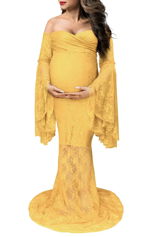 Priscilla Lace Long Sleeve Maternity Gown