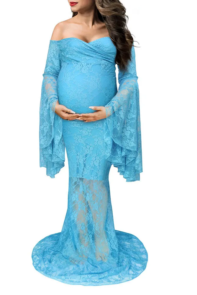 Priscilla Lace Long Sleeve Maternity Gown