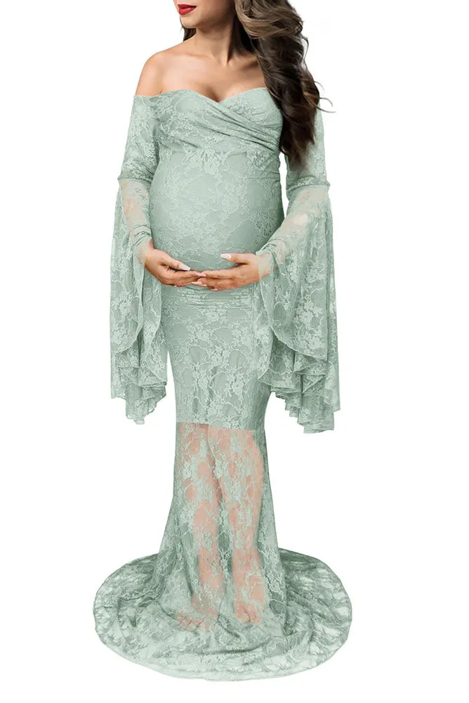 Priscilla Lace Long Sleeve Maternity Gown