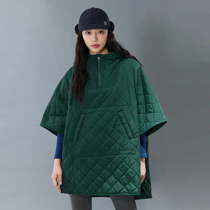 Quilted Hood Packable Poncho