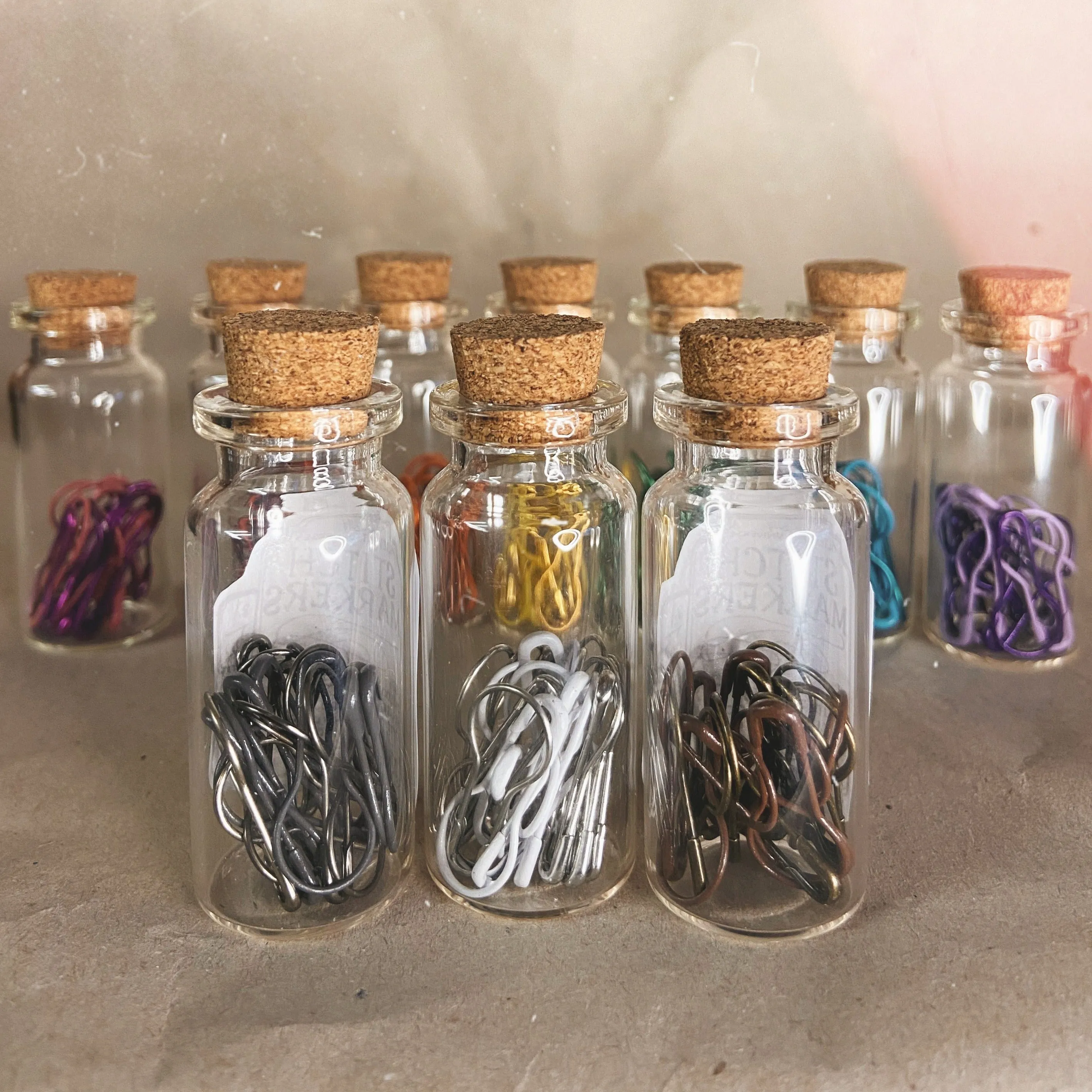 "Acid" Stitch Marker Tonic Bottles