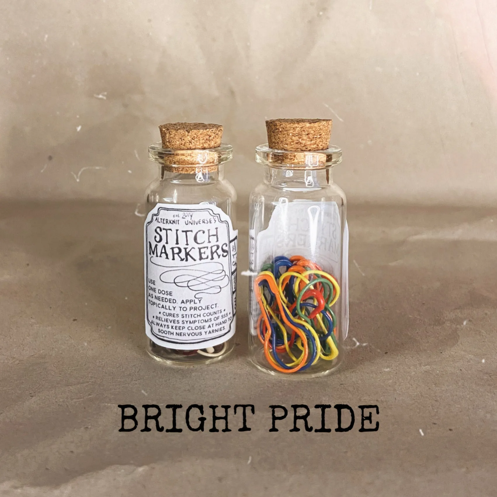 "Bright Pride" Stitch Marker Tonic Bottles