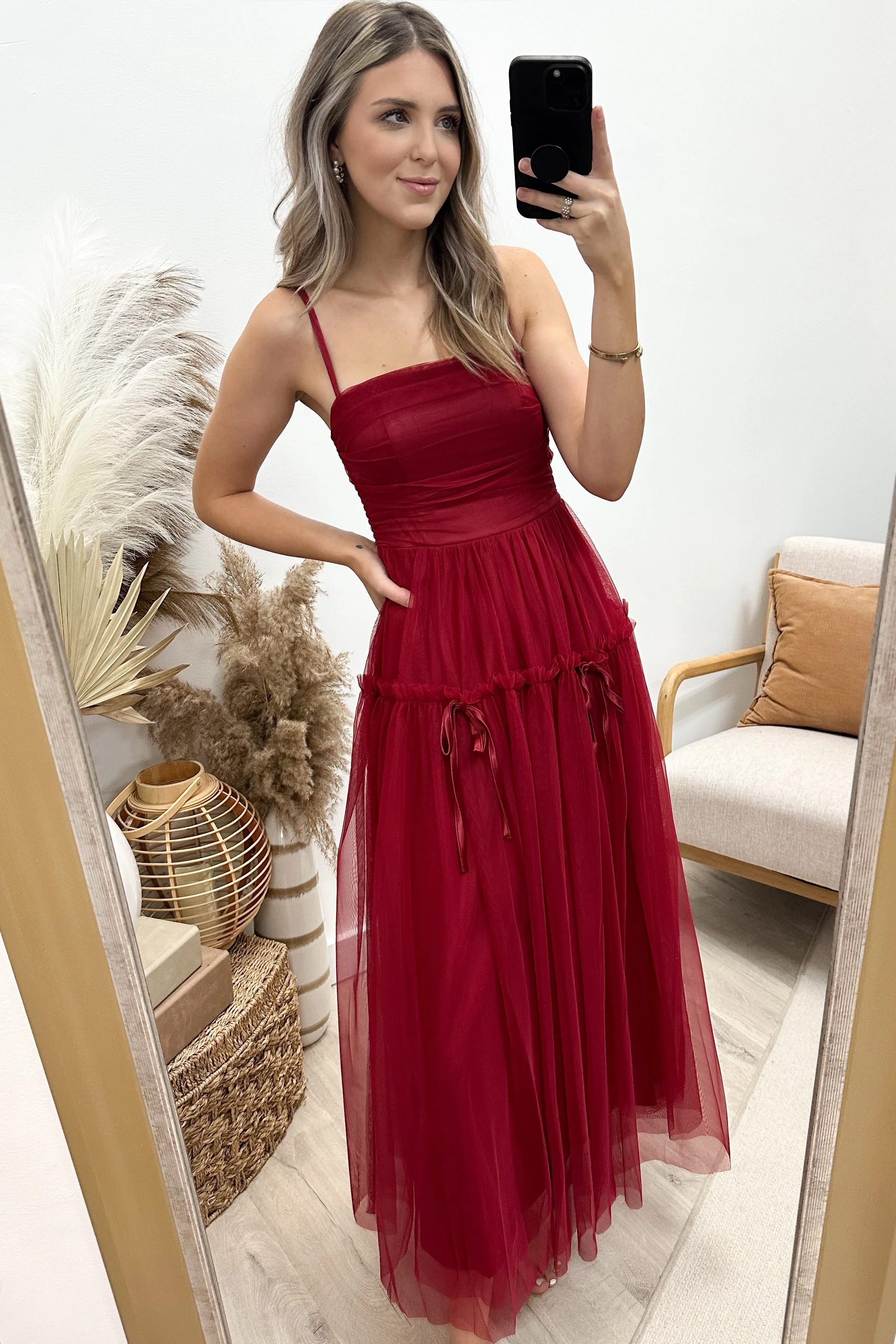 "Feel It Flutter" Dress (Wine)