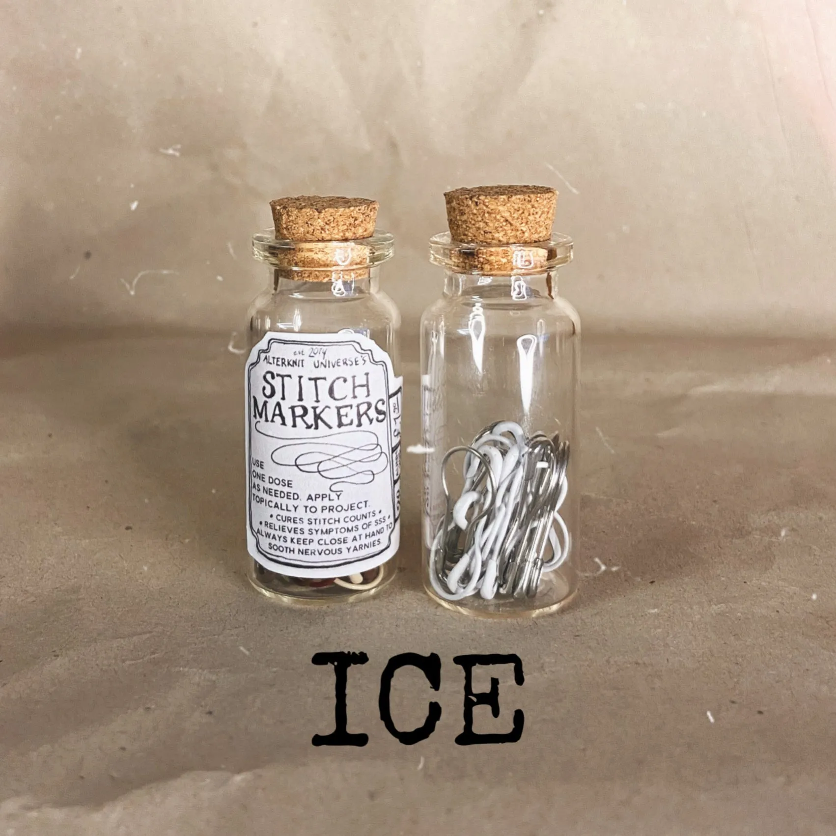 "Ice" Stitch Marker Tonic Bottles