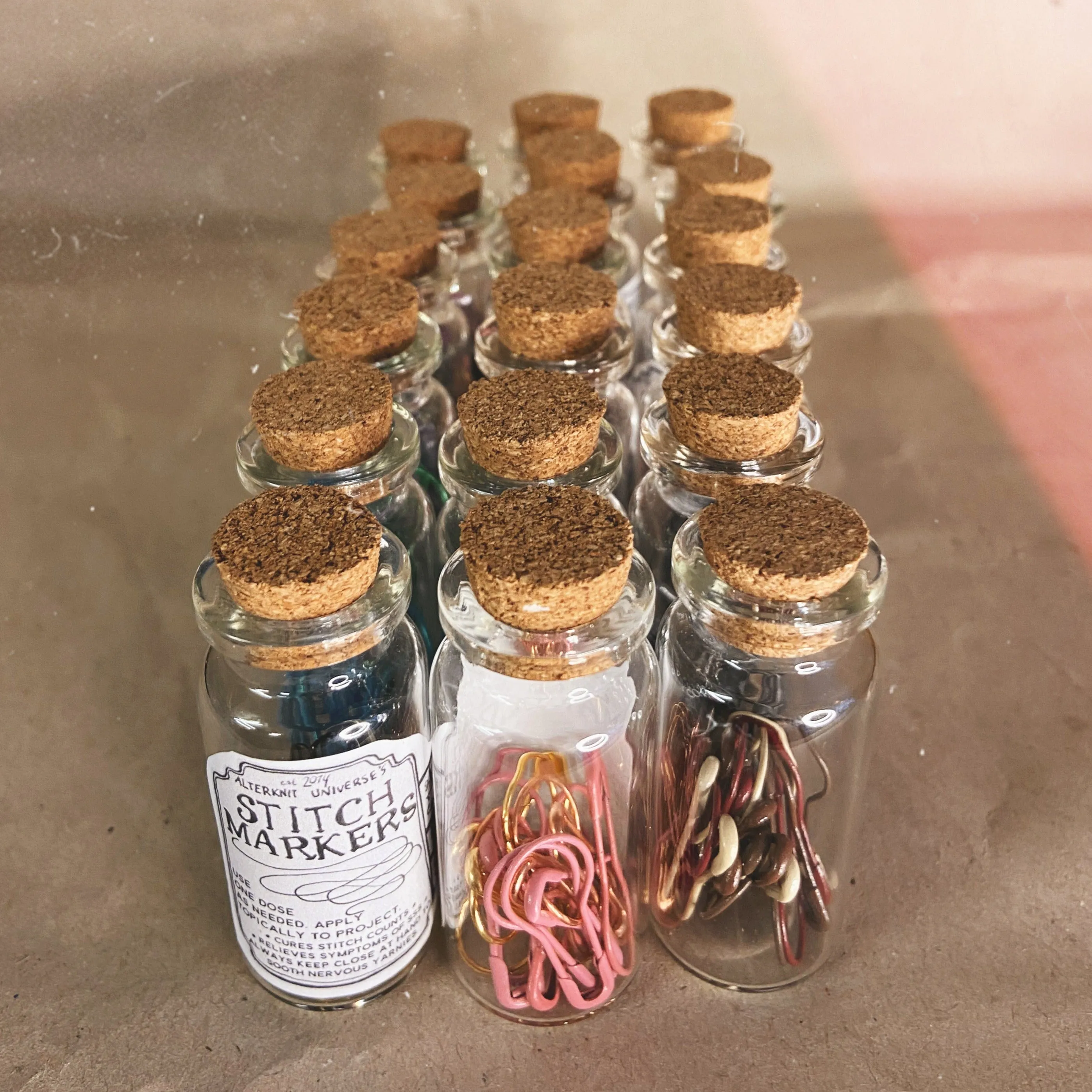 "Ice" Stitch Marker Tonic Bottles