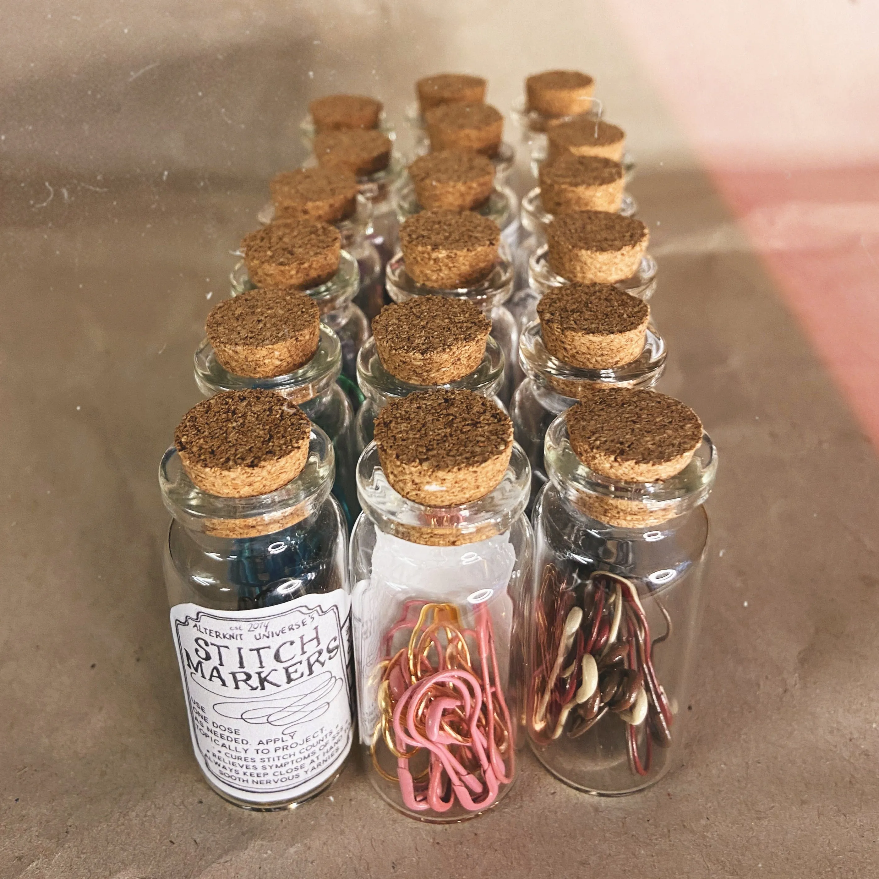 "Plain White" Stitch Marker Tonic Bottles