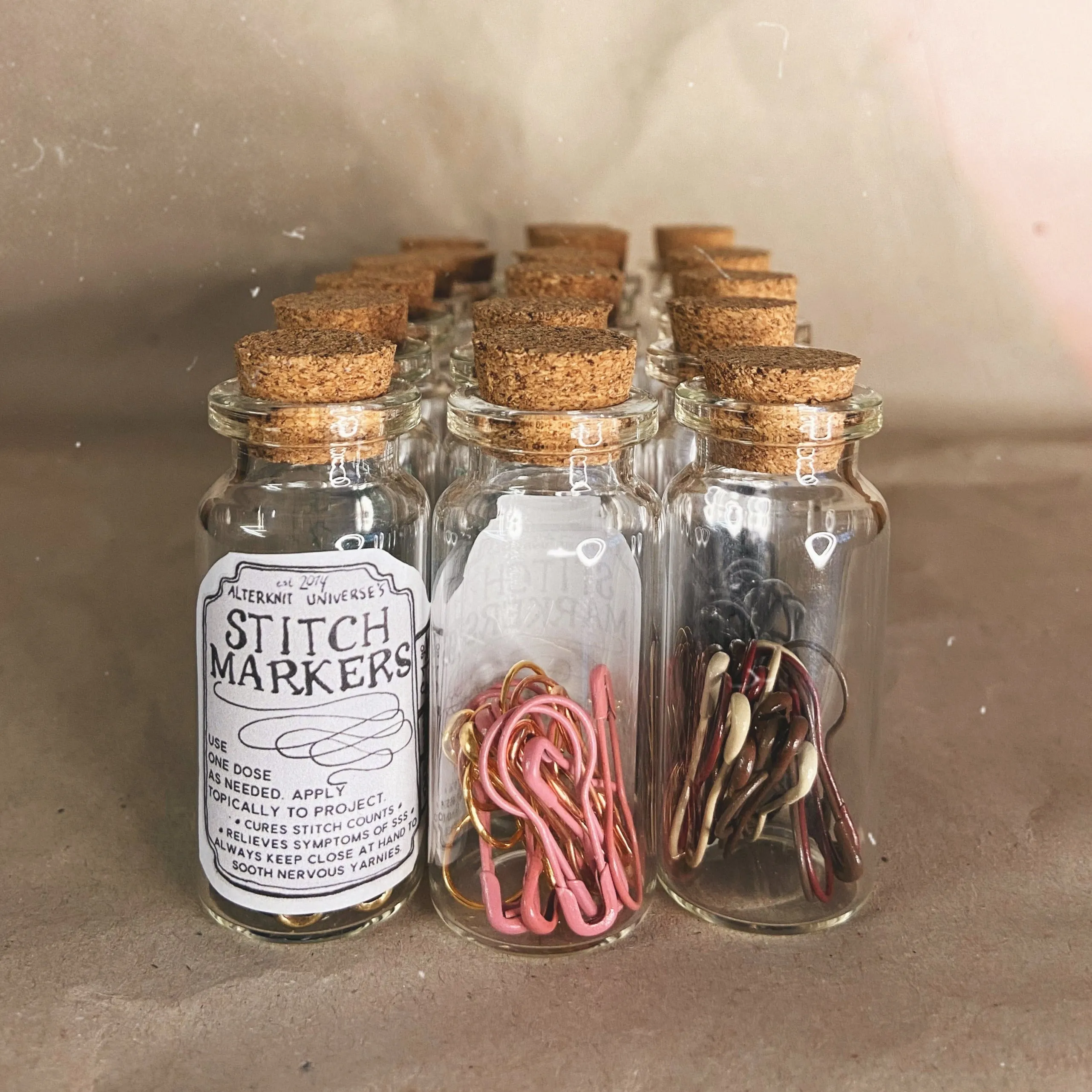 "Rose Gold" Stitch Marker Tonic Bottles