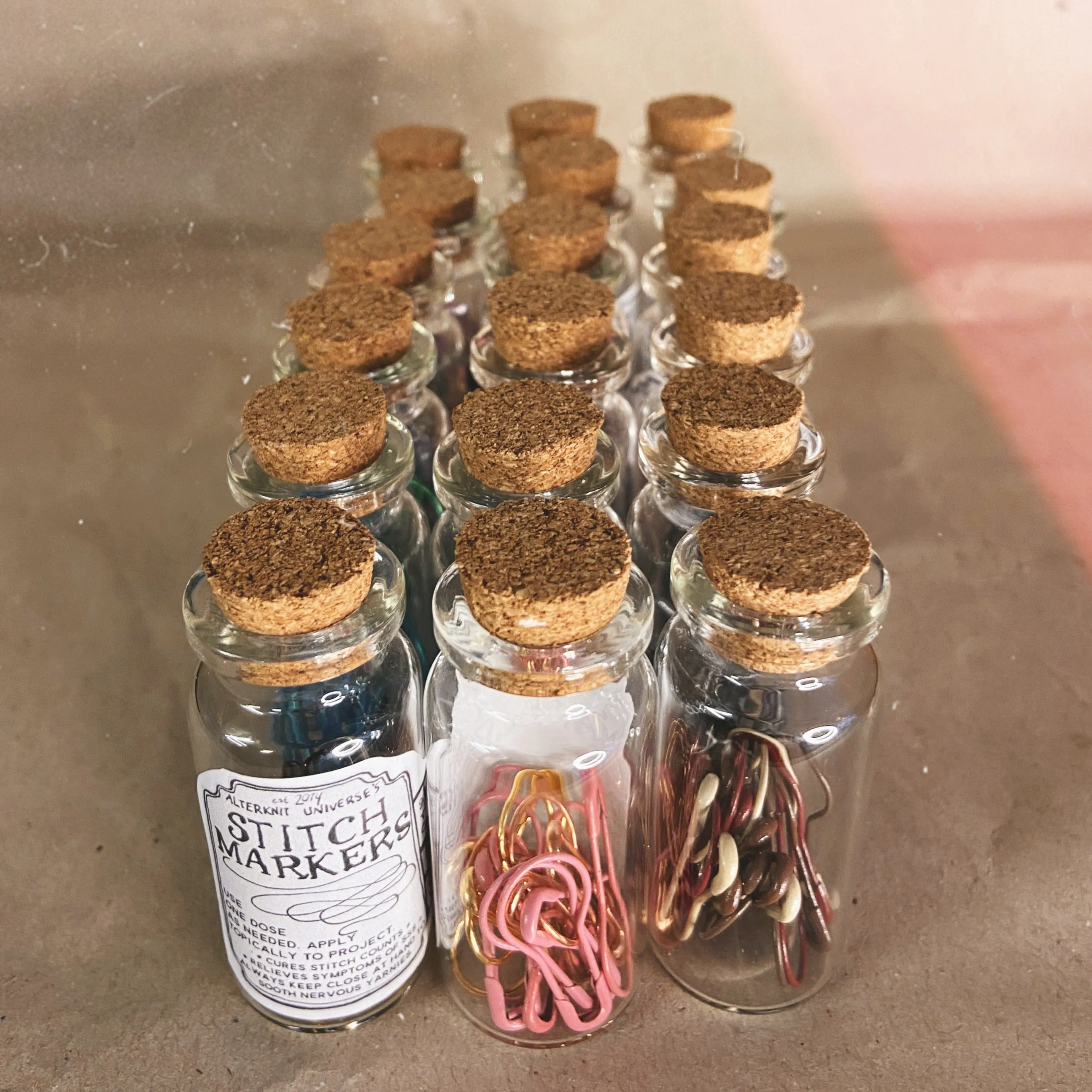 "Steam Punk" Stitch Marker Tonic Bottles