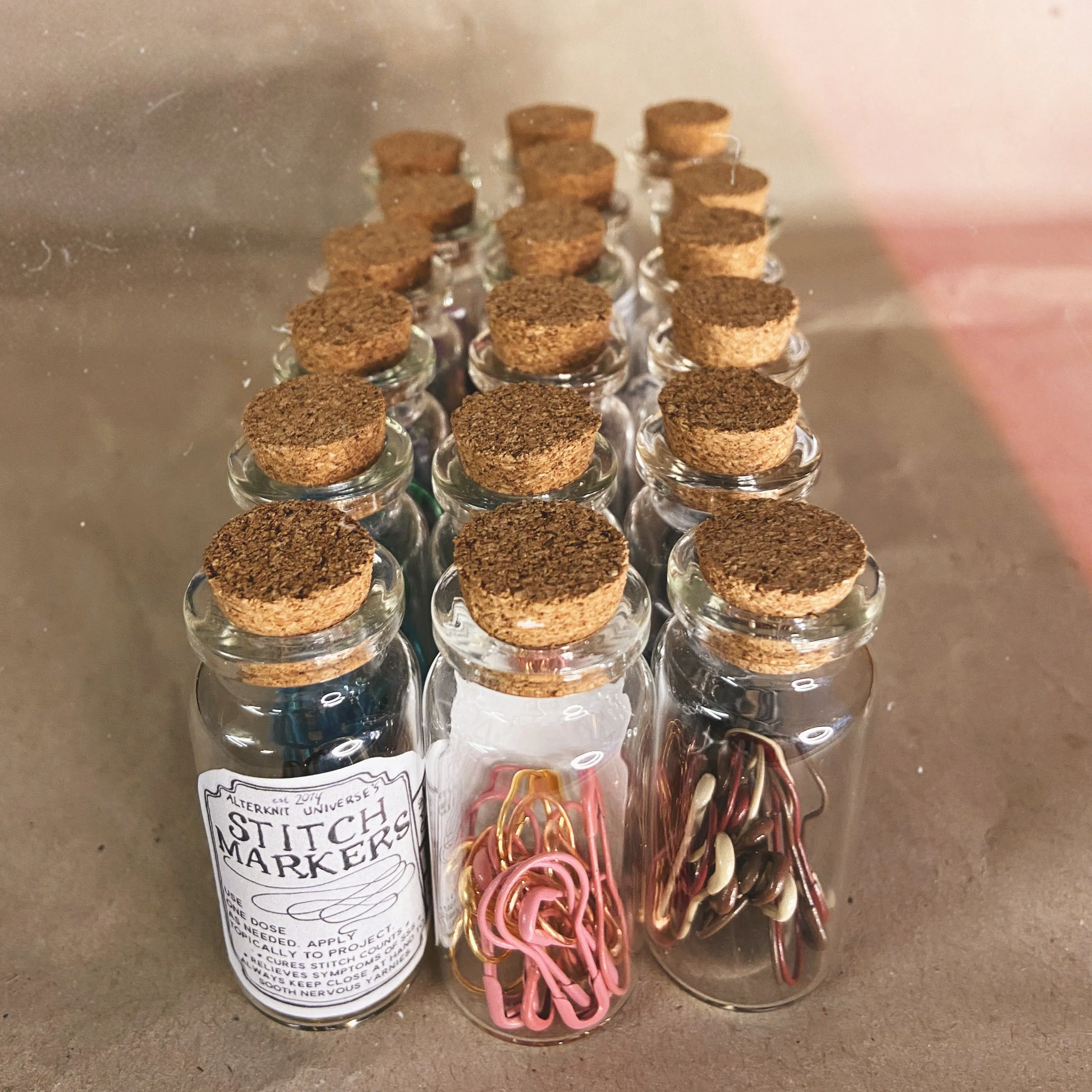 "Steel" Stitch Marker Tonic Bottles