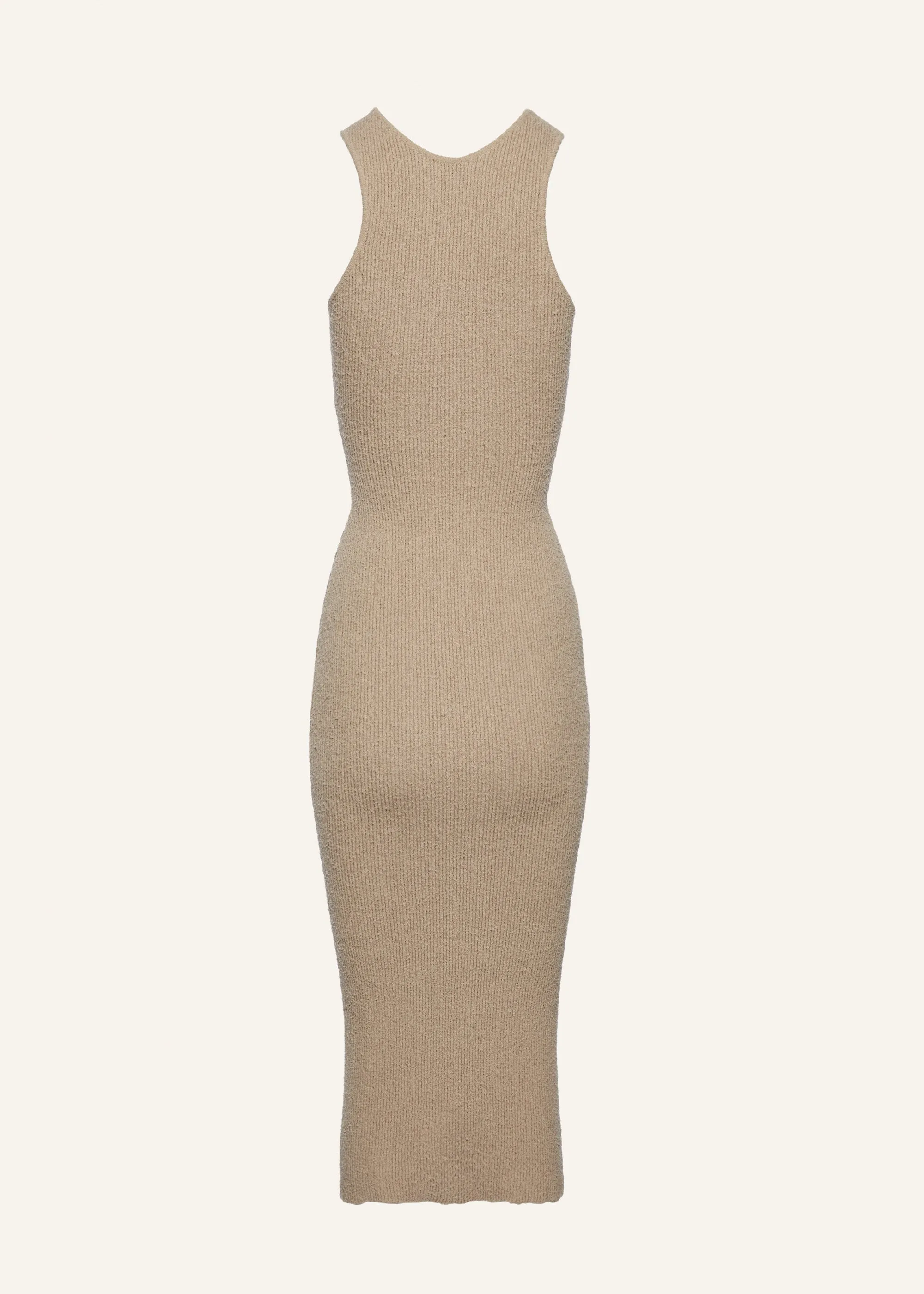 Racerfront ribbed knitwear dress in beige