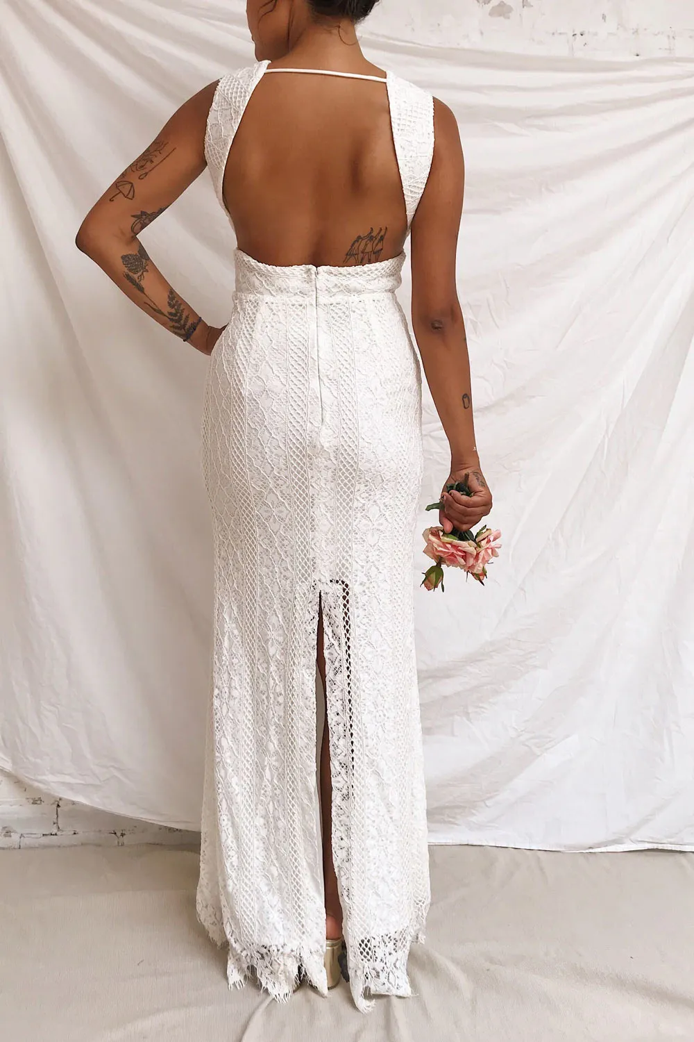 Rashmi White | Backless Lace Mermaid Bridal Dress