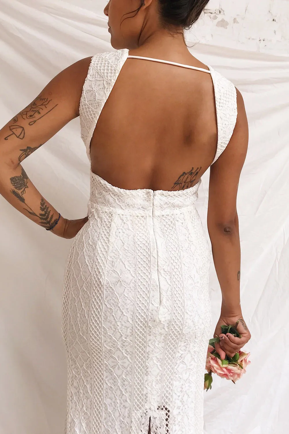 Rashmi White | Backless Lace Mermaid Bridal Dress