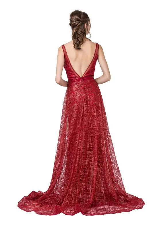 Red Glitter Embellished Evening