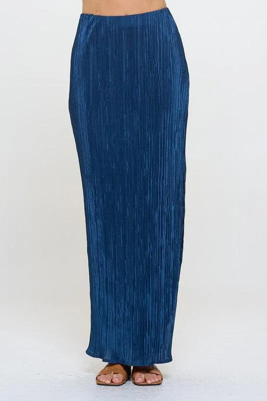 Renee C Plisse Slit Maxi Skirt