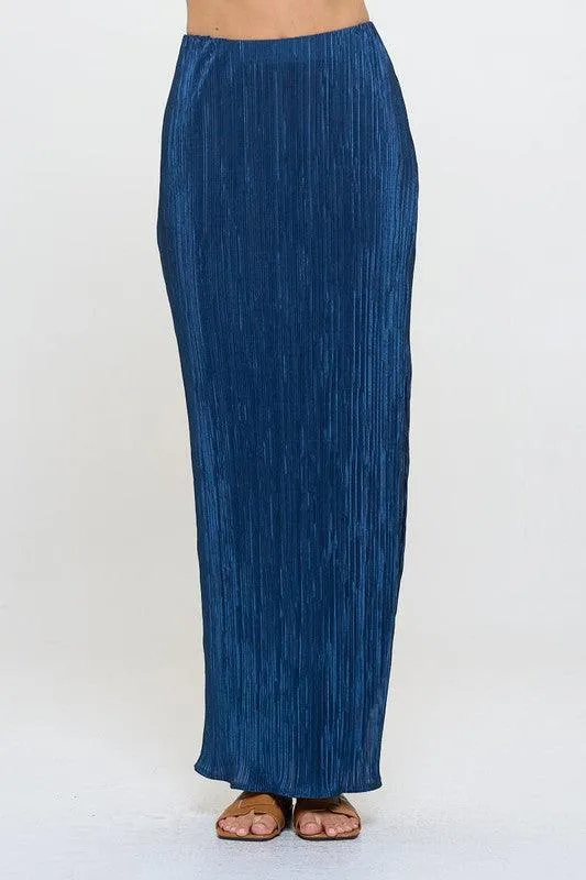 Renee C Plisse Slit Maxi Skirt