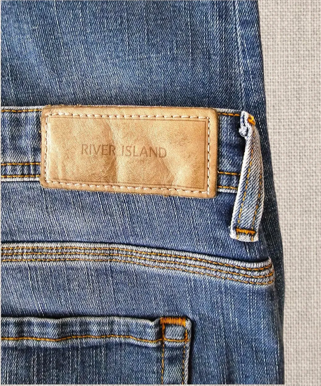 River Island Men's Mid Blue Denim Jeans UK 36/32