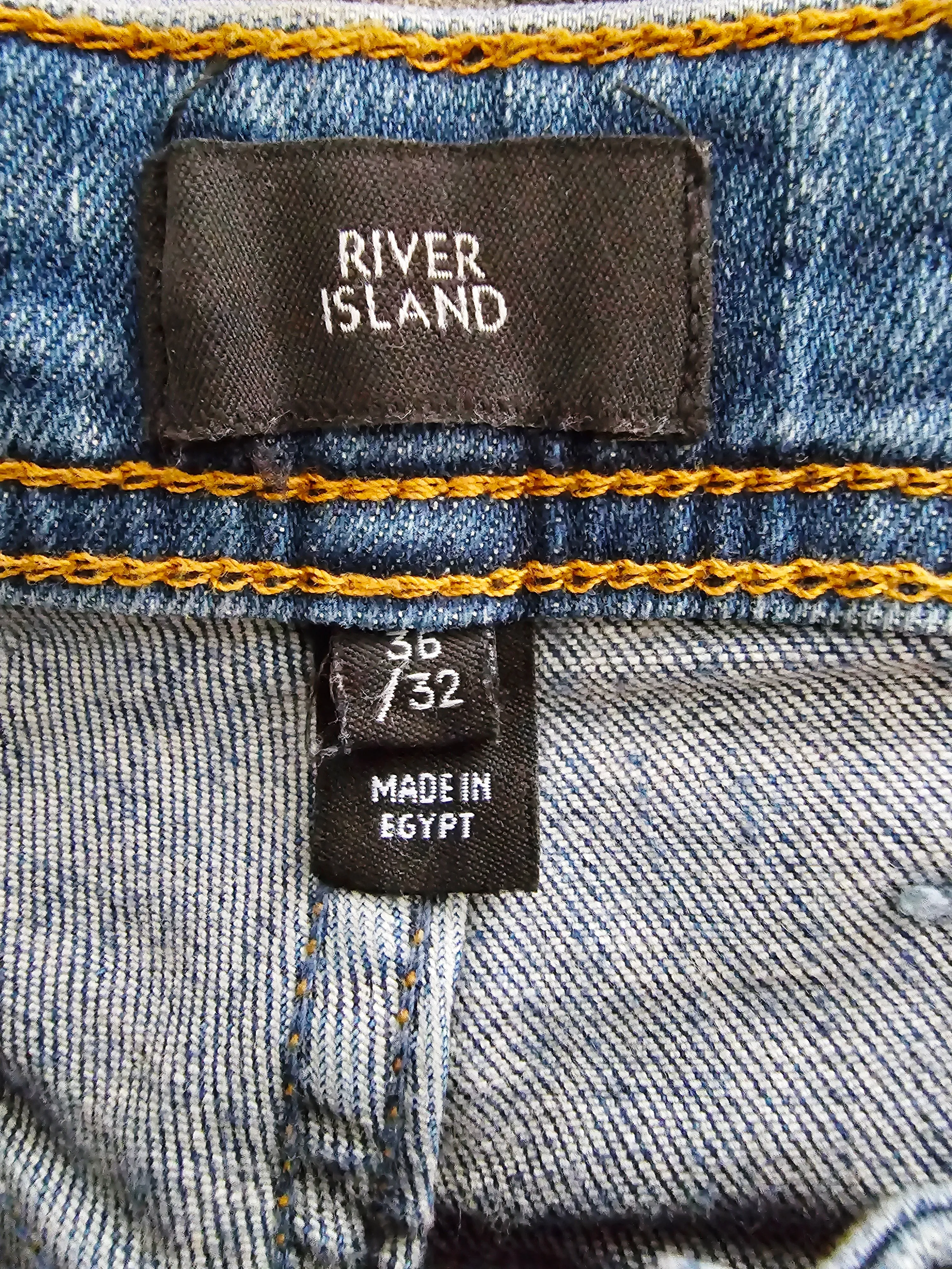 River Island Men's Mid Blue Denim Jeans UK 36/32