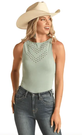 Rock & Roll Cowgirl Women's Turquoise Tank Bodysuit RRW1R0R0YPLT