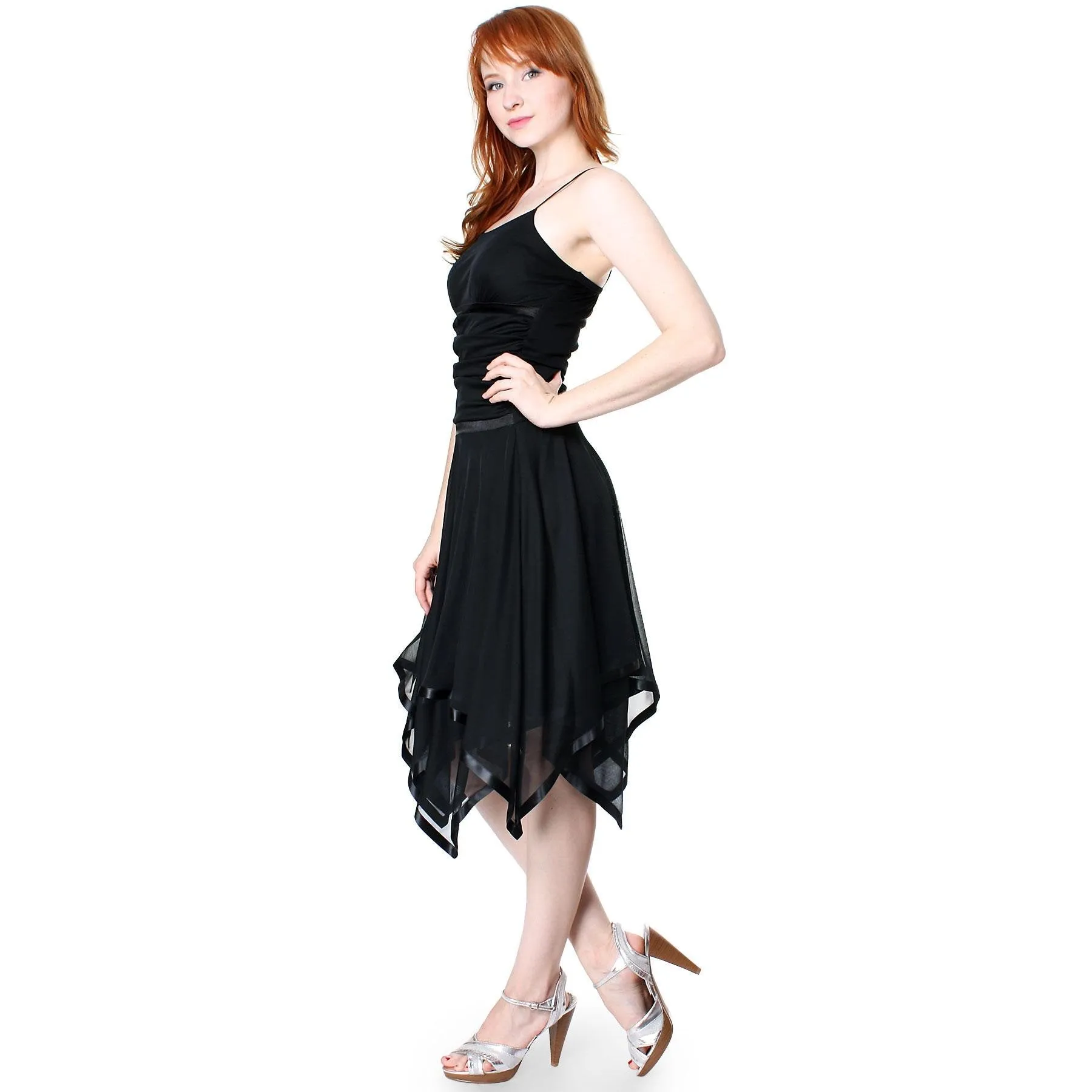 Romantic Polyester Sheer A Line Cocktail Dress with Satin Trim