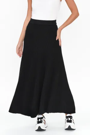 Roshni Black Knit Maxi Skirt