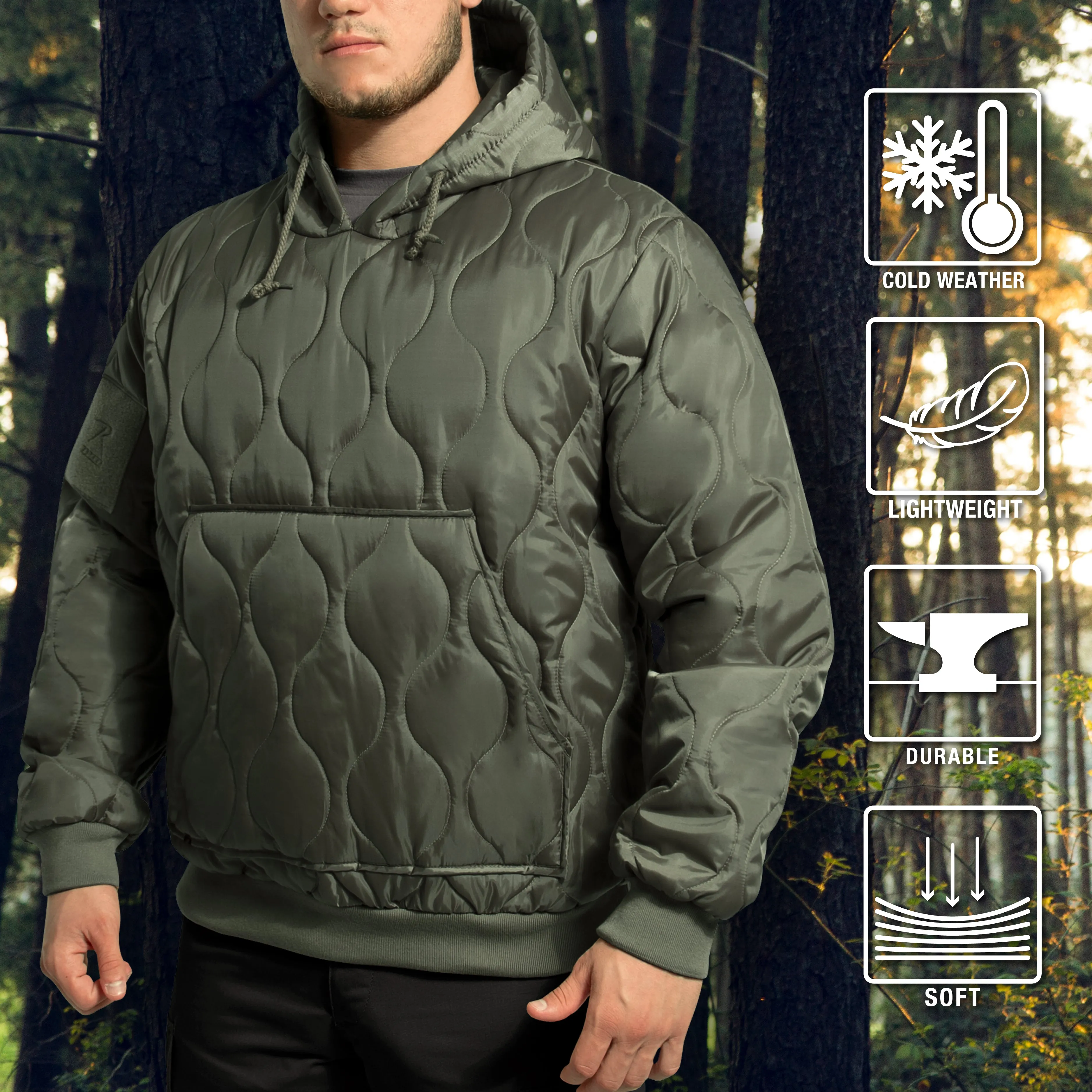 Rothco Quilted Woobie Hooded Sweatshirt- OLIVE DRAB