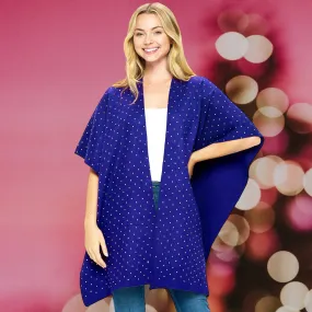 Royal Blue Bling Solid Ruana Poncho