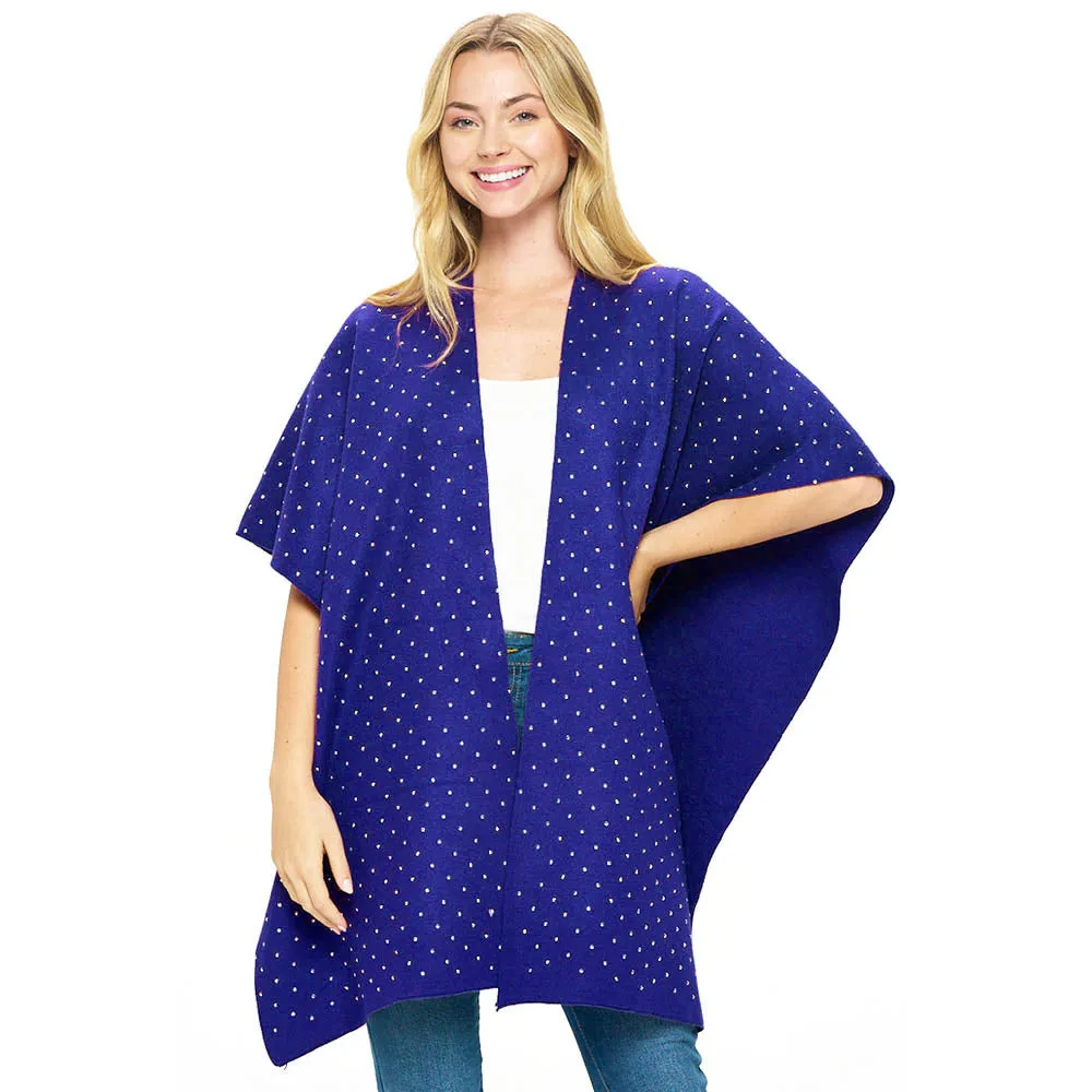 Royal Blue Bling Solid Ruana Poncho