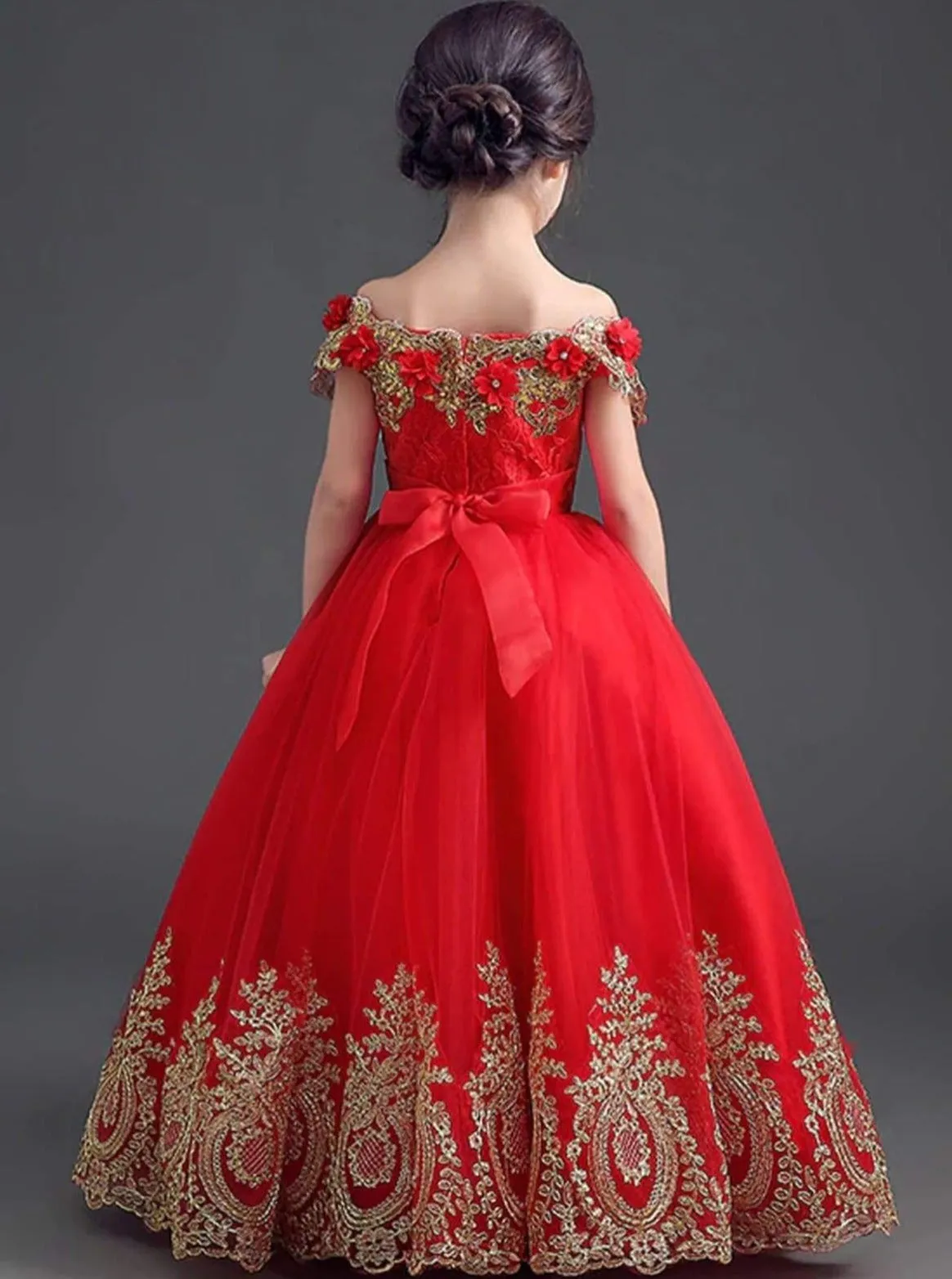 Ruby Whimsy Floral Princess Special Occasion Dress