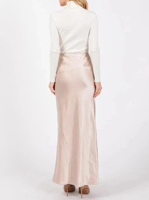 Satin Secrets Side Slit Maxi Skirt