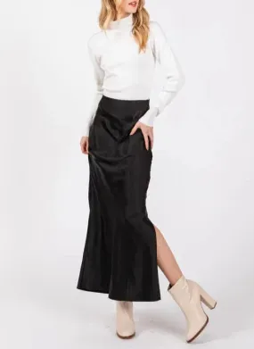 Satin Secrets Side Slit Maxi Skirt