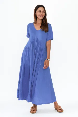 Savannah Cobalt Crinkle Cotton Maxi Dress