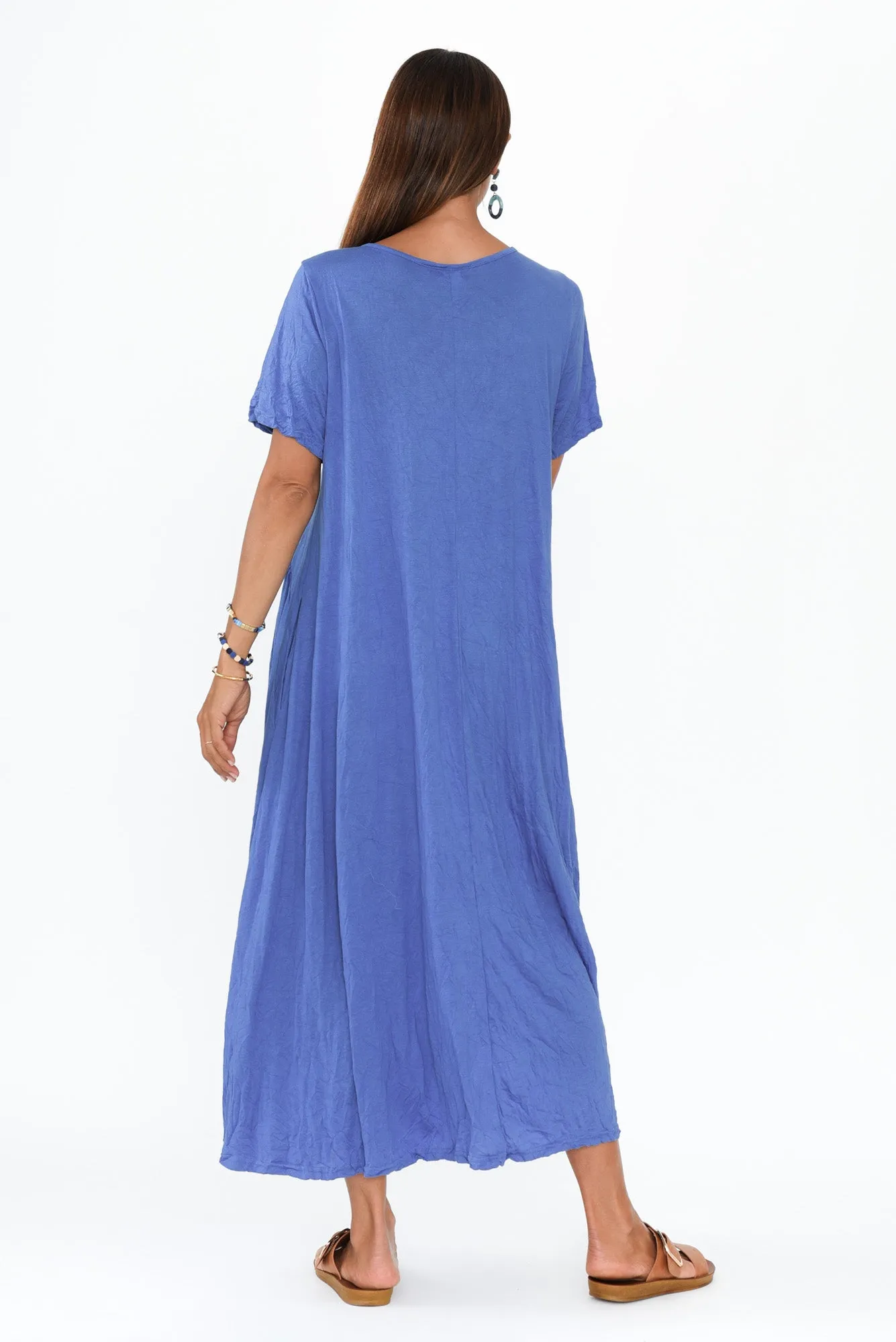 Savannah Cobalt Crinkle Cotton Maxi Dress