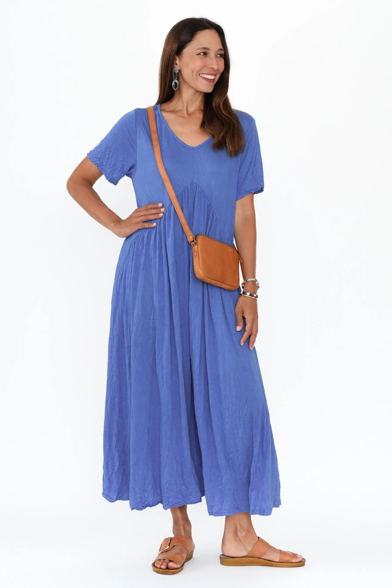 Savannah Cobalt Crinkle Cotton Maxi Dress