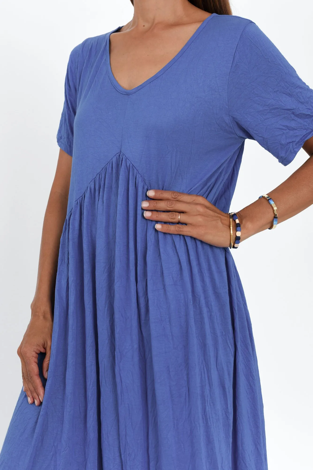 Savannah Cobalt Crinkle Cotton Maxi Dress