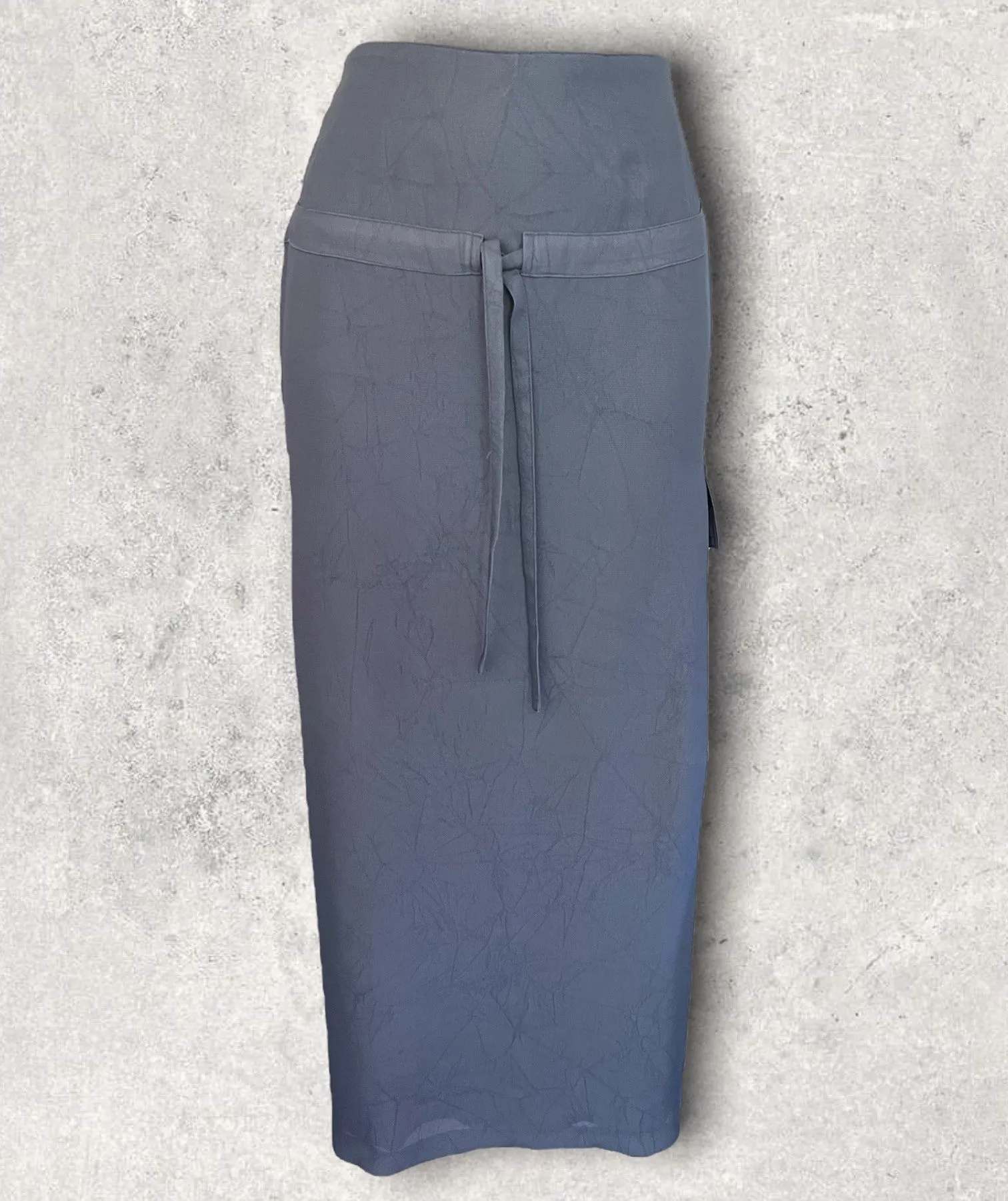 Serge Dana Womens Dove Blue Crepe Patch Pocket Long Pencil Skirt  UK 10 US 6 EU 38  BNWT