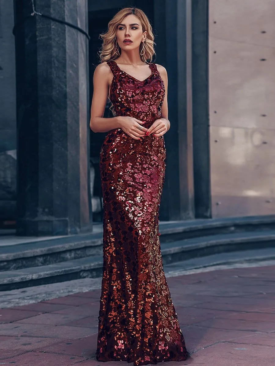 Sexy Off the Shoulder Mermaid Sequin Evening Gowns for Women