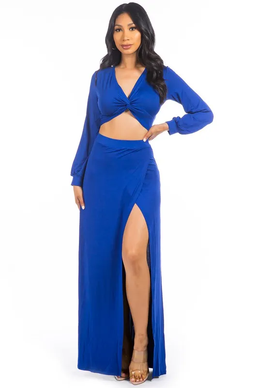 Sexy Two Piece Crop Top And Skirt Set