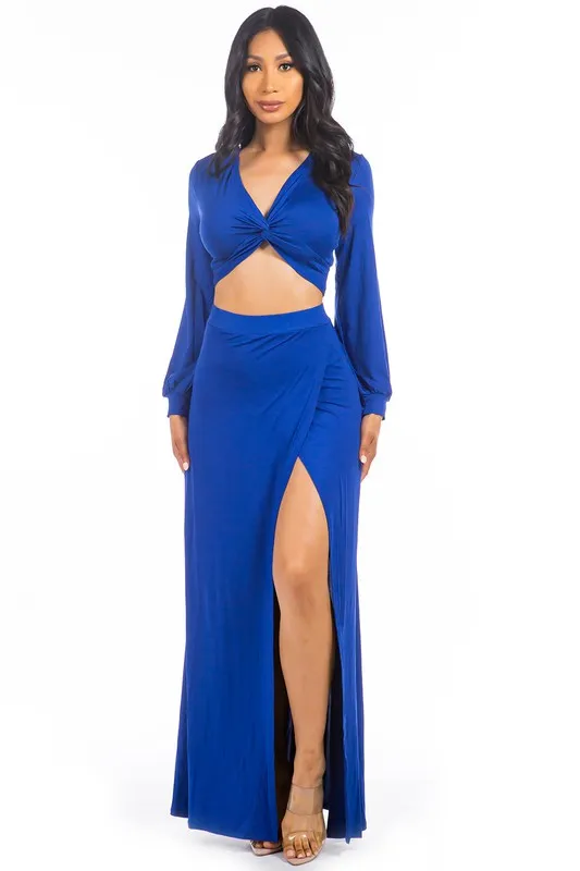 Sexy Two Piece Crop Top And Skirt Set