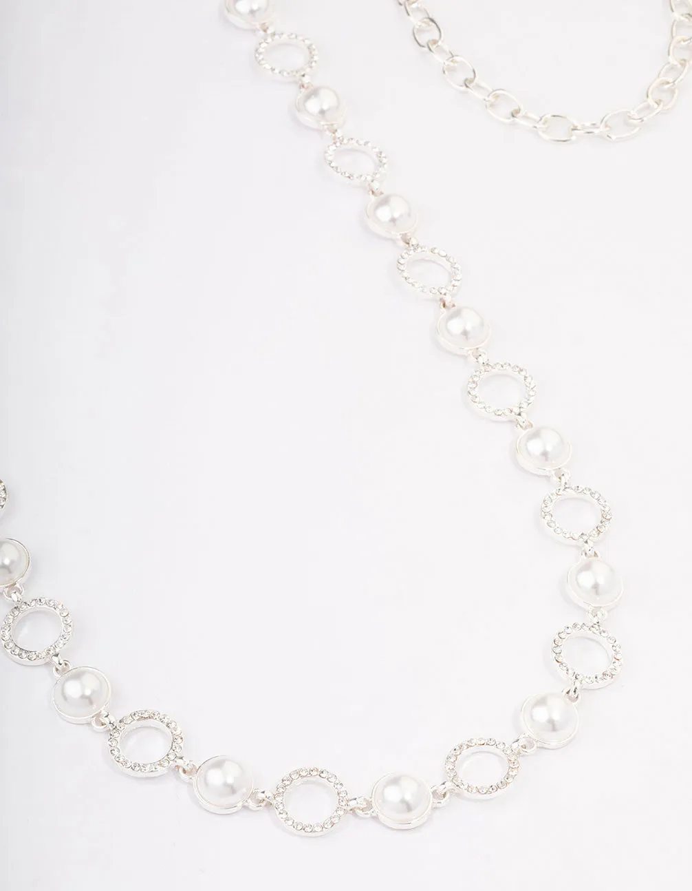 Silver Pearl & Diamante Open Circle Belt