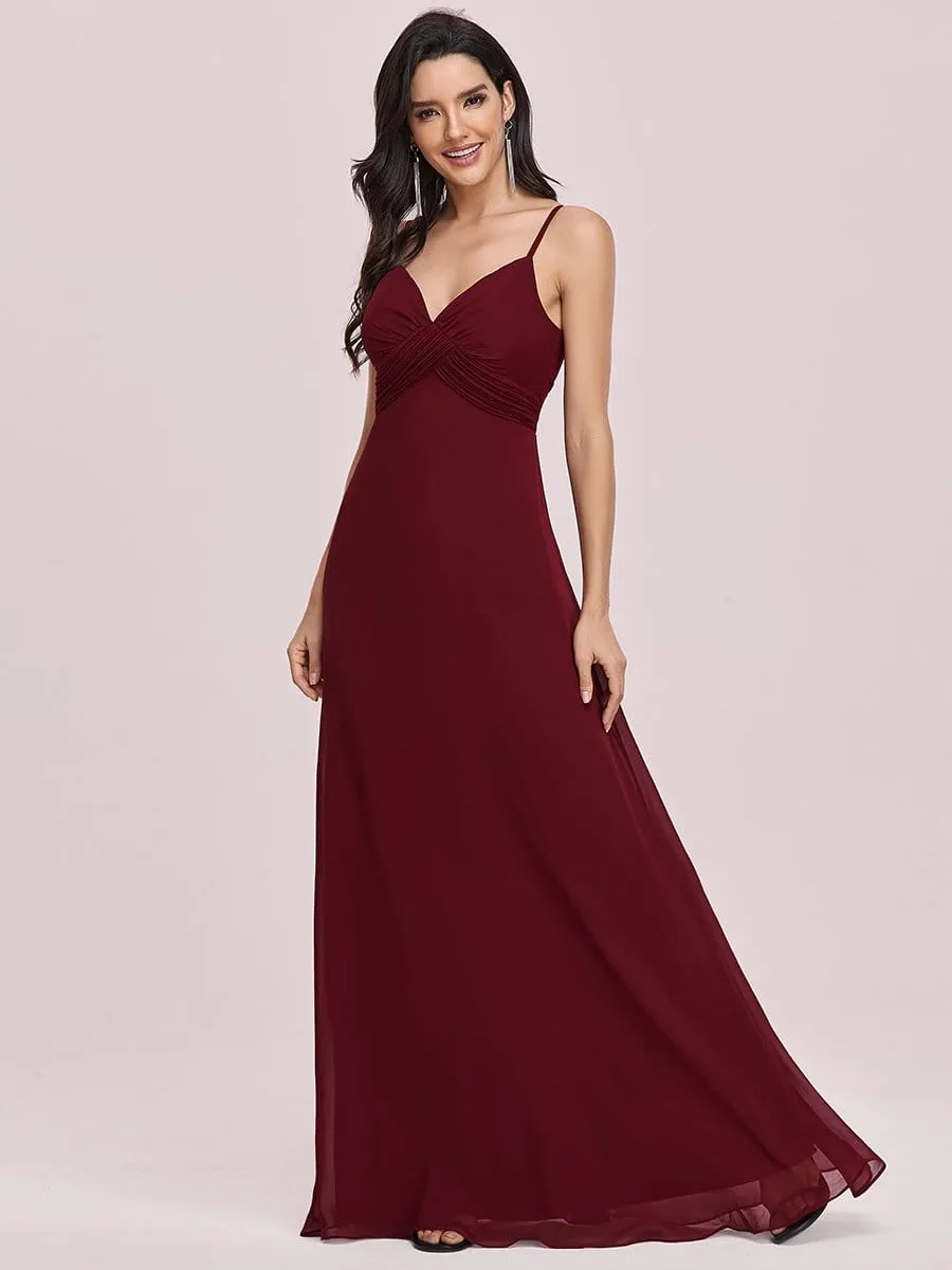 Simple Spaghetti Strap Empire Waist Pleated Evening Dress