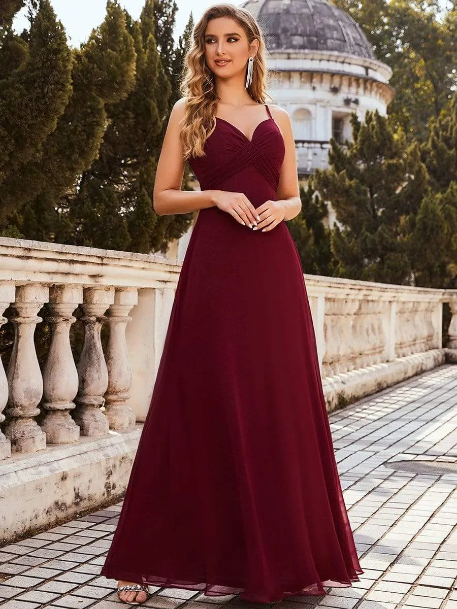 Simple Spaghetti Strap Empire Waist Pleated Evening Dress