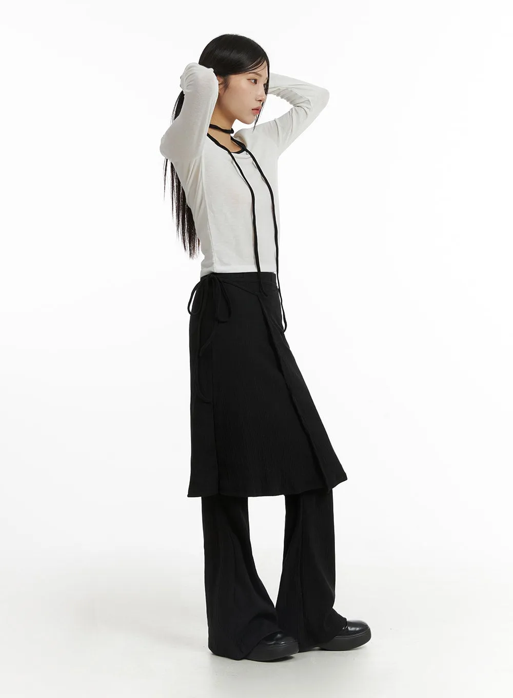 Skirt Layered Wide Leg Pants CF401