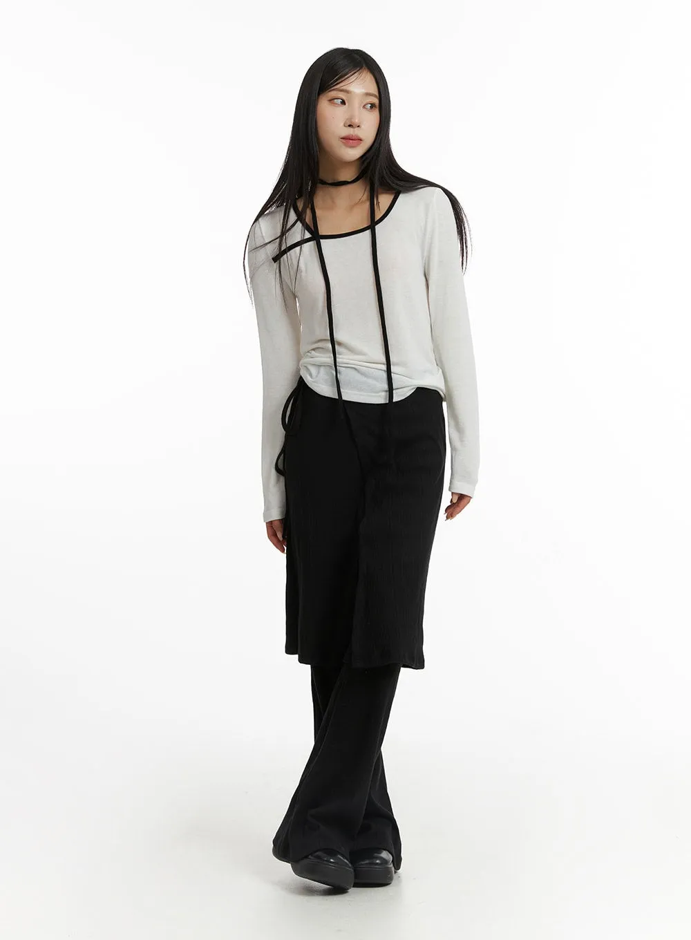 Skirt Layered Wide Leg Pants CF401