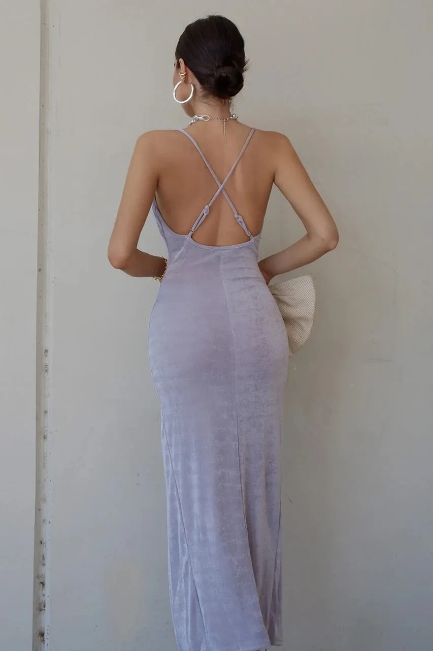 Slinky silver slip dress