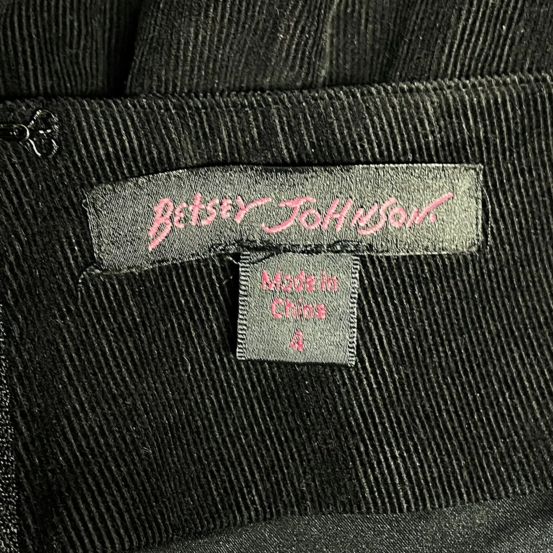 SOLD 90s Betsey Johnson Black Corduroy Flare Skirt SZ 4