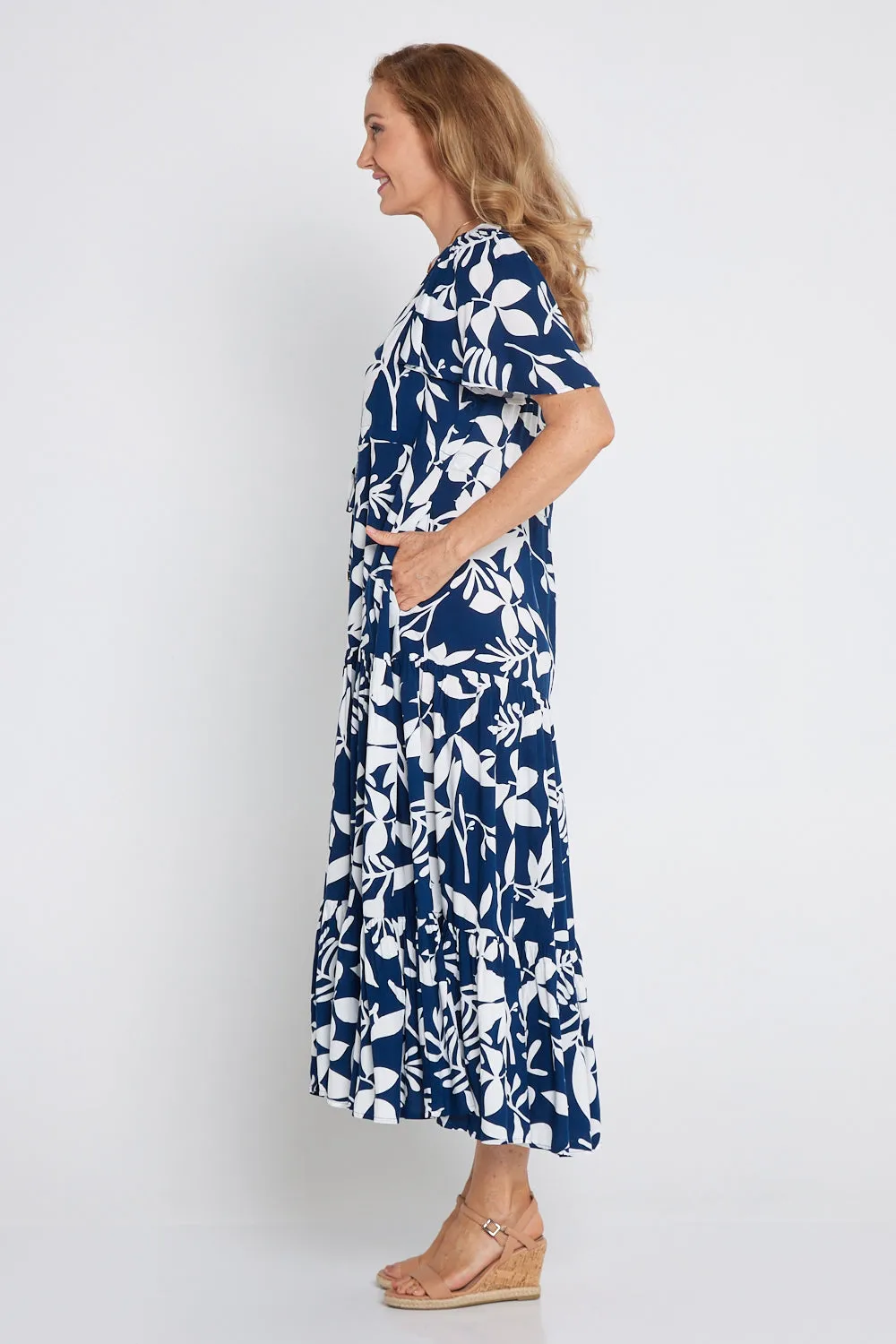 Soraya Dress - Navy Botanical