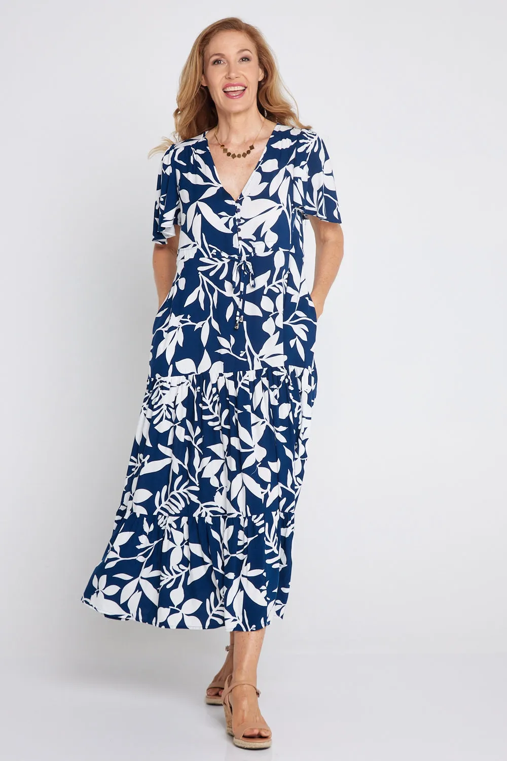 Soraya Dress - Navy Botanical