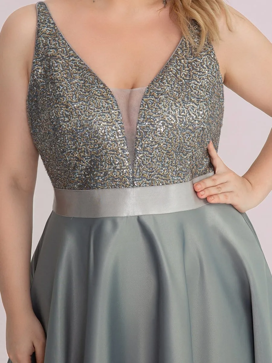 Sparkly Plus Size Prom Dresses for Women with asymmetrical hems