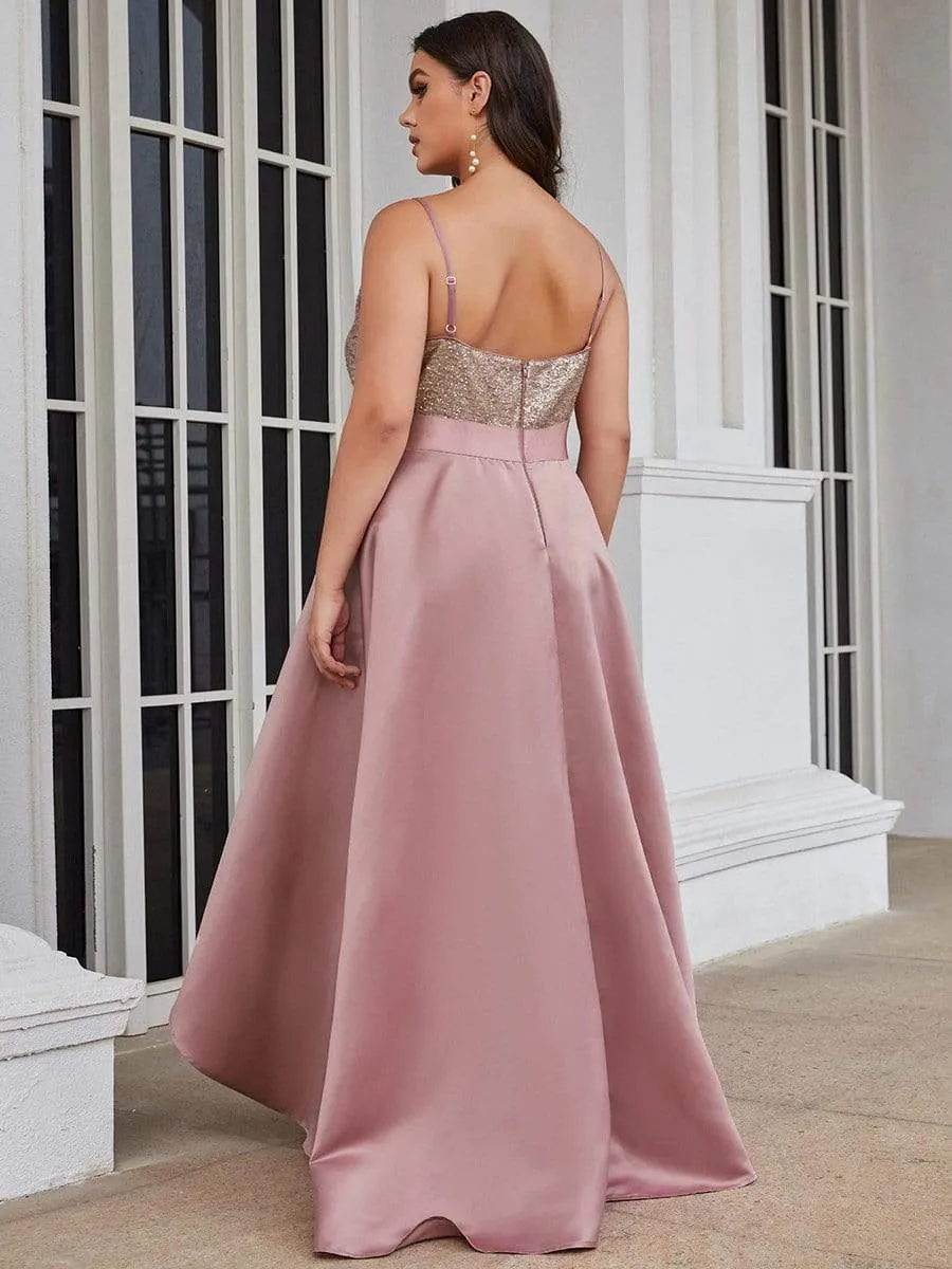 Sparkly Plus Size Prom Dresses for Women with asymmetrical hems